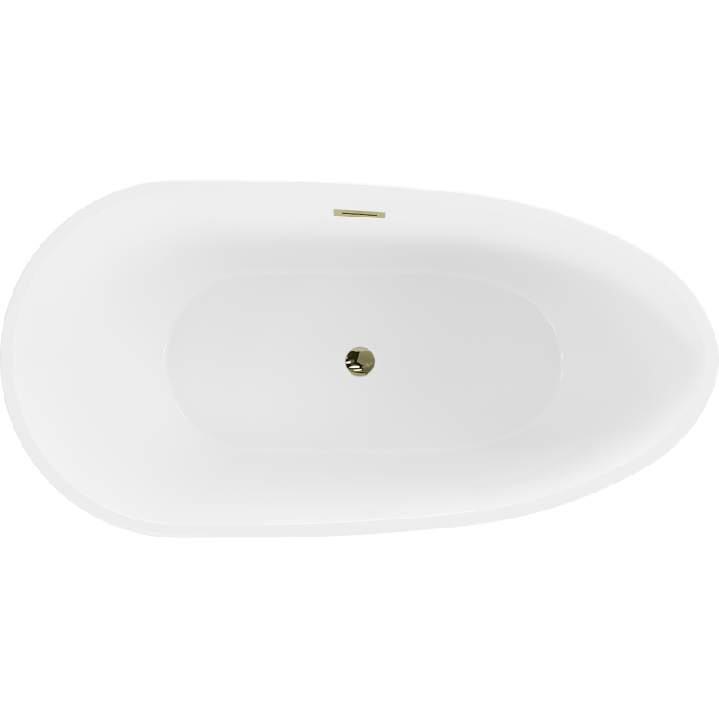 Mexen Eos freistehende Badewanne 150 x 75 cm, weiß/schwarz, Überlauf gold - 52471507575-50