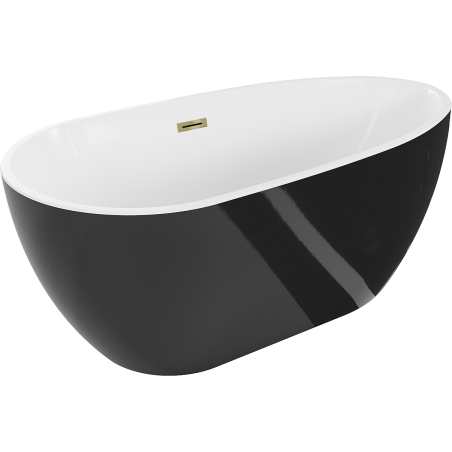 Mexen Eos freistehende Badewanne 170 x 75 cm, weiß/schwarz, Überlauf gold - 52471707575-50