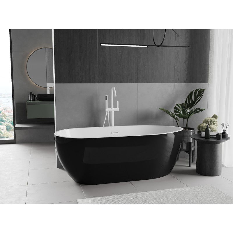 Mexen Eos free-standing bathtub 170 x 75 cm, white/black, white overflow - 52471707575-20