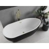 Mexen Eos freistehende Badewanne 150 x 75 cm, weiß/schwarz, Überlauf gold - 52471507575-50