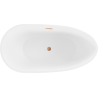 Mexen Eos vrijstaande badkuip 150 x 75 cm, wit/zwart, overloop geborsteld koper - 52471507575-65