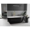 Mexen Eos freistehende Badewanne 150 x 75 cm, weiß/schwarz, gebürsteter goldener Überlauf - 52471507575-55