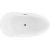 Mexen Eos freistehende Badewanne 150 x 75 cm, weiß/schwarz, gebürsteter Gun Gray Überlauf - 52471507575-66