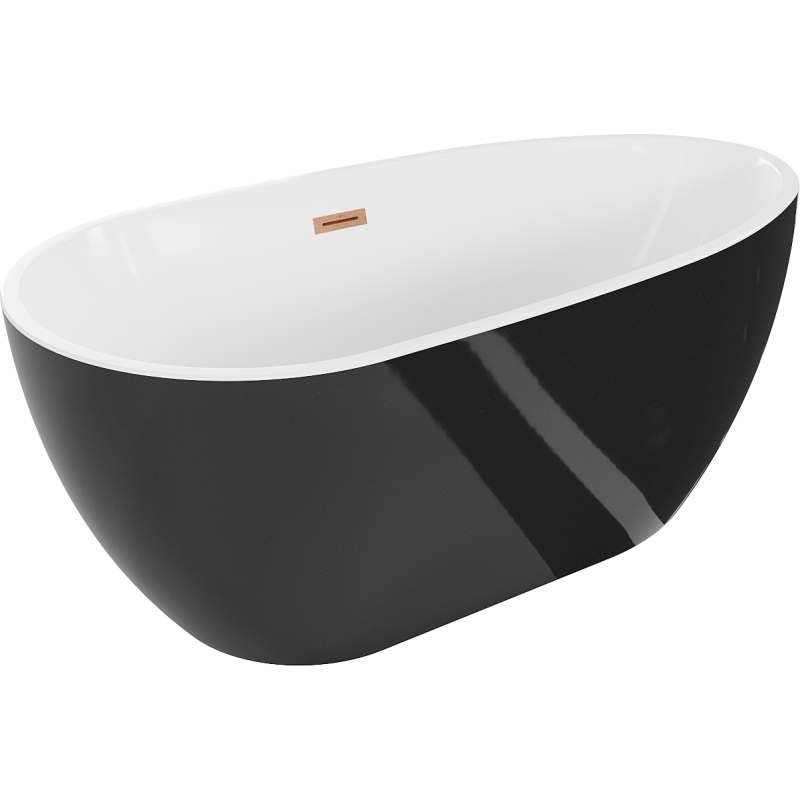 Mexen Eos freestanding bath 150 x 75 cm, white/black, brushed copper overflow - 52471507575-65