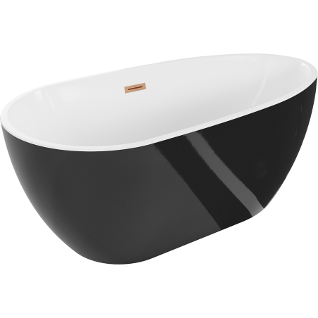 Mexen Eos freestanding bath 150 x 75 cm, white/black, brushed copper overflow - 52471507575-65