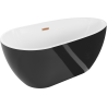 Mexen Eos freistehende Badewanne 150 x 75 cm, weiß/schwarz, gebürsteter Messingüberlauf - 52471507575-65