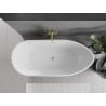 Mexen Eos freistehende Badewanne 150 x 75 cm, weiß/schwarz, gebürsteter goldener Überlauf - 52471507575-55