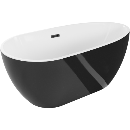 Mexen Eos freistehende Badewanne 150 x 75 cm, weiß/schwarz, schwarze Überlauf - 52471507575-70