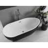 Mexen Eos freistehende Badewanne 150 x 75 cm, weiß/schwarz, gebürsteter Gun Gray Überlauf - 52471507575-66