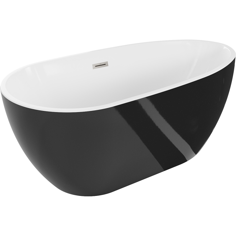 Mexen Eos freestanding bathtub 150 x 75 cm, white/black, brushed nickel overflow - 52471507575-97