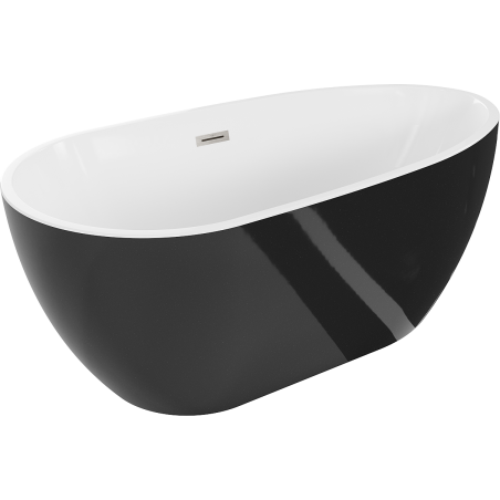 Mexen Eos baignoire autoportante 150 x 75 cm, blanc/noir, trop-plein nickel brossé - 52471507575-97