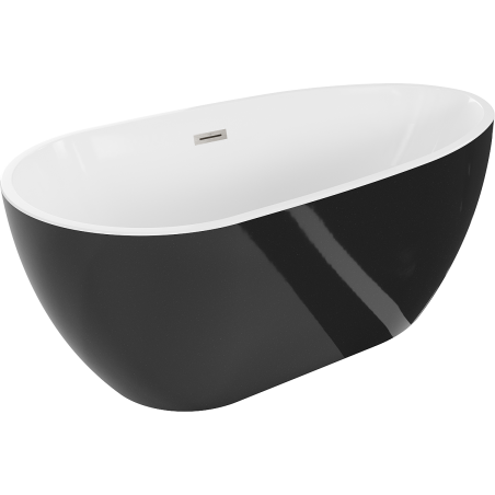 Mexen Eos freestanding bathtub 150 x 75 cm, white/black, brushed nickel overflow - 52471507575-97