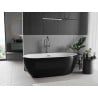 Mexen Eos freistehende Badewanne 150 x 75 cm, weiß/schwarz, gebürsteter Gun Gray Überlauf - 52471507575-66