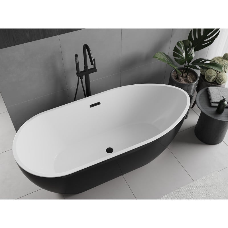Mexen Eos freestanding bath 150 x 75 cm, white/black, black overflow - 52471507575-70