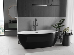 Mexen Eos freestanding bathtub 150 x 75 cm, white/black, gun metal overflow - 52471507575-95