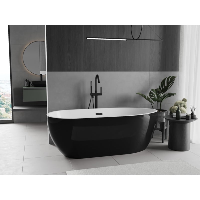 Mexen Eos freestanding bath 150 x 75 cm, white/black, black overflow - 52471507575-70