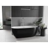 Mexen Eos freistehende Badewanne 150 x 75 cm, weiß/schwarz, Überlauf gebürsteter Nickel - 52471507575-97