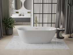 Mexen Roxy freistehende Badewanne 170 x 80 cm, weiß, Überlauf gold - 51201708000-50