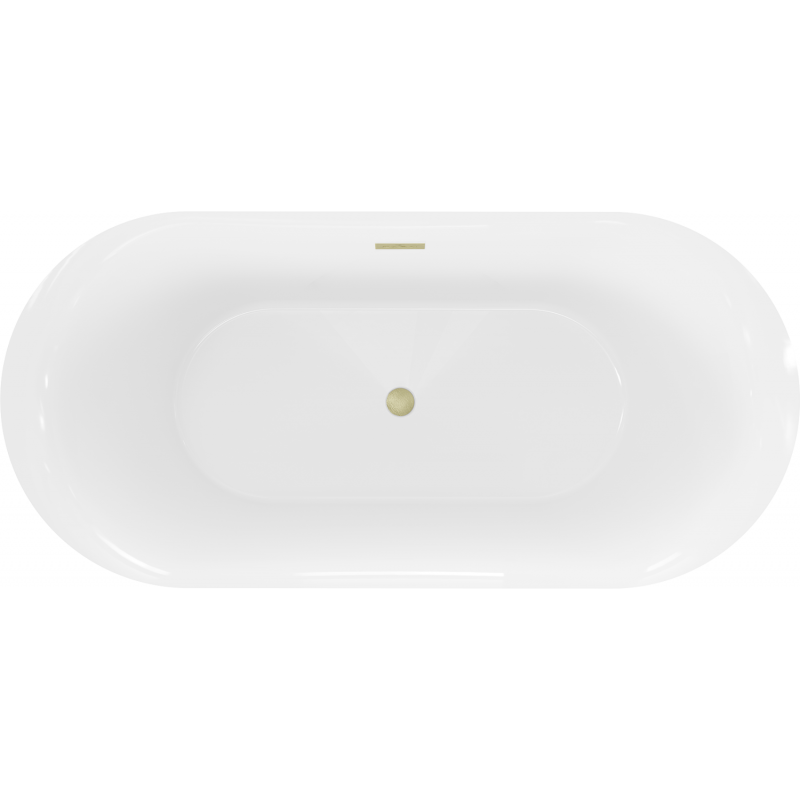 Mexen Roxy banheira independente 170 x 80 cm, branca, transbordo dourado escovado - 51201708000-55