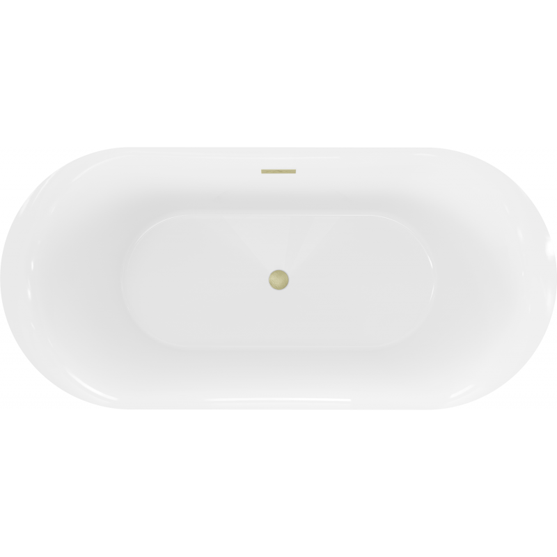 Mexen Roxy freistehende Badewanne 170 x 80 cm, weiß, Überlauf gebürstetes Gold - 51201708000-55