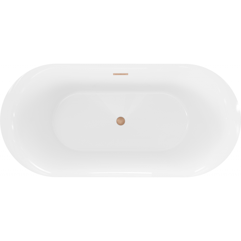 Mexen Roxy bañera exenta 170 x 80 cm, blanca, rebosadero de cobre cepillado - 51201708000-65