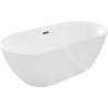 Mexen Roxy vrijstaande badkuip 170 x 80 cm, wit, overloop gun gray geborsteld - 51201708000-66