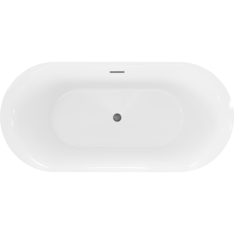 Mexen Roxy freistehende Badewanne 170 x 80 cm, weiß, Überlauf gun gray gebürstet - 51201708000-66