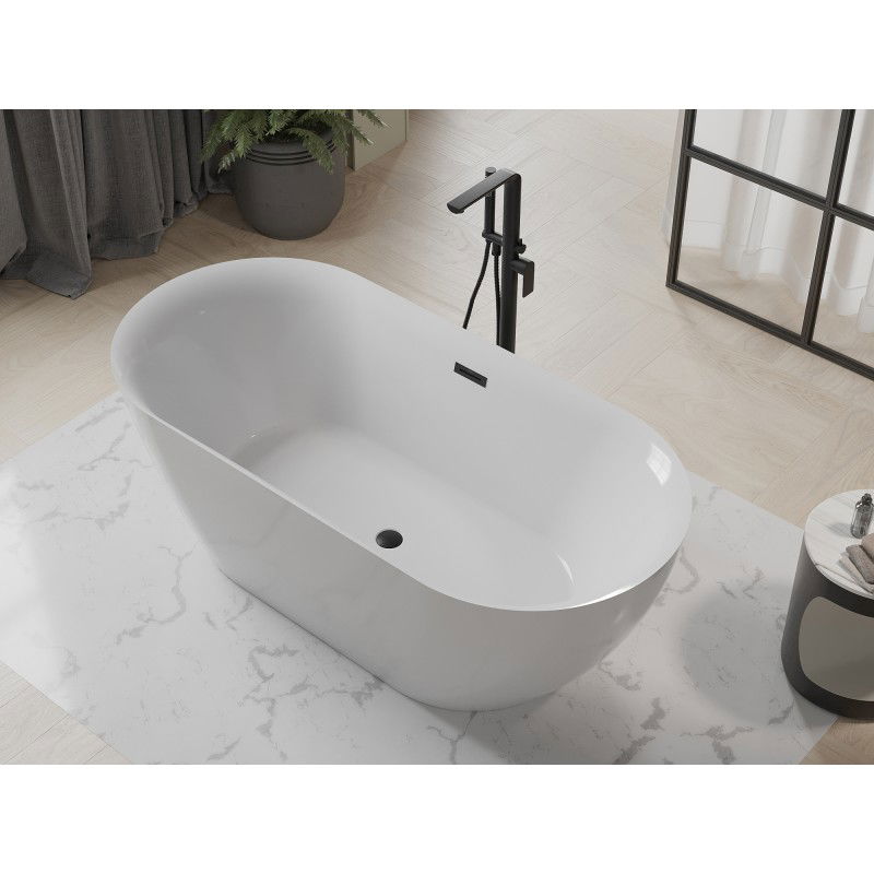 Mexen Roxy freestanding bath 170 x 80 cm, white, black overflow - 51201708000-70