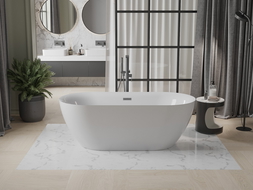 Mexen Roxy freistehende Badewanne 170 x 80 cm, weiß, Überlauf gun metal - 51201708000-95
