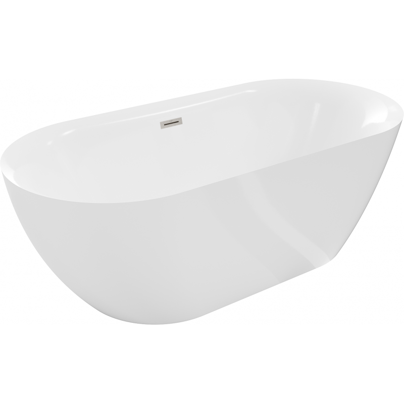 Mexen Roxy freistehende Badewanne 170 x 80 cm, weiß, Abfluss aus gebürstetem Nickel - 51201708000-97