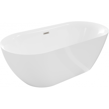 Mexen Roxy vrijstaande badkuip 170 x 80 cm, wit, overloop geborsteld nikkel - 51201708000-97