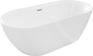 Mexen Roxy freistehende Badewanne 170 x 80 cm, weiß, Abfluss aus gebürstetem Nickel - 51201708000-97