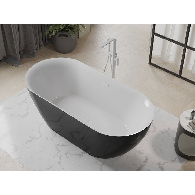 Mexen Roxy bañera exenta 170 x 80 cm, blanca/negra, rebosadero blanco - 51201708075-20
