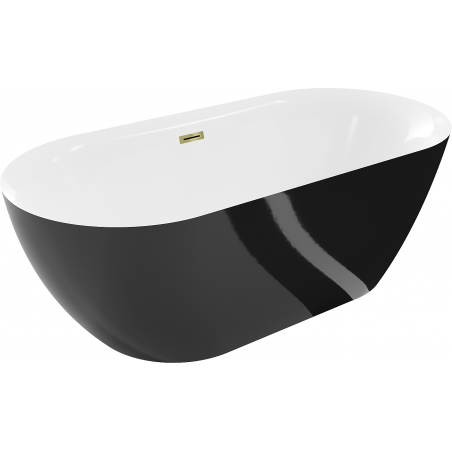 Mexen Roxy Badewanne freistehend 170 x 80 cm, weiß/schwarz, Überlauf gold - 51201708075-50