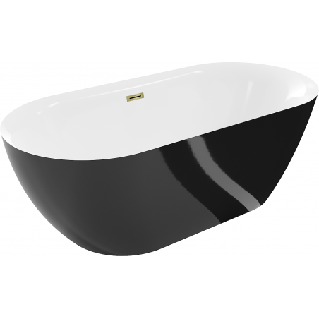 Mexen Roxy vrijstaande badkuip 170 x 80 cm, wit/zwart, overloop goud - 51201708075-50