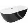 Mexen Roxy Badewanne freistehend 170 x 80 cm, weiß/schwarz, Überlauf gold - 51201708075-50