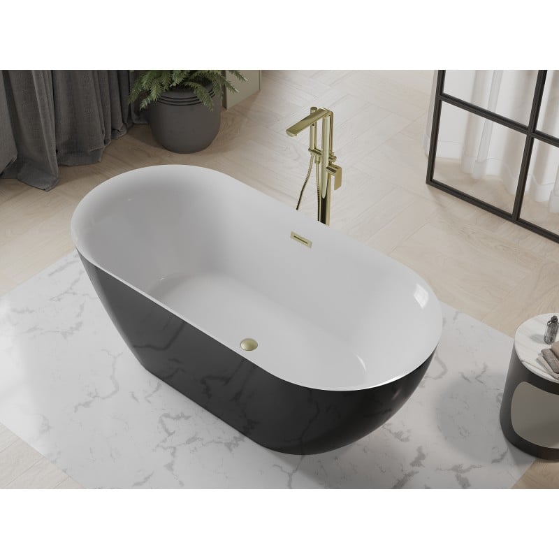 Mexen Roxy freestanding bath 170 x 80 cm, white/black, brushed gold overflow - 51201708075-55