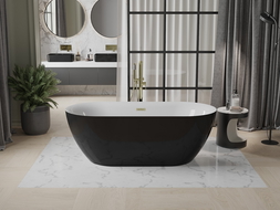 Mexen Roxy Badewanne freistehend 170 x 80 cm, weiß/schwarz, brushed golden overflow - 51201708075-55