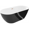 Mexen Roxy freistehende Badewanne 170 x 80 cm, weiß/schwarz, Roségold Überlauf - 51201708075-60