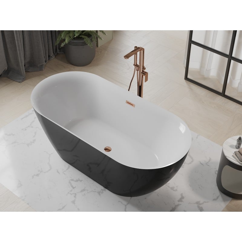 Mexen Roxy freestanding bath 170 x 80 cm, white/black, overflow rose gold - 51201708075-60