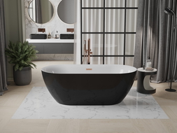 Mexen Roxy freistehende Badewanne 170 x 80 cm, weiß/schwarz, Roségold Überlauf - 51201708075-60