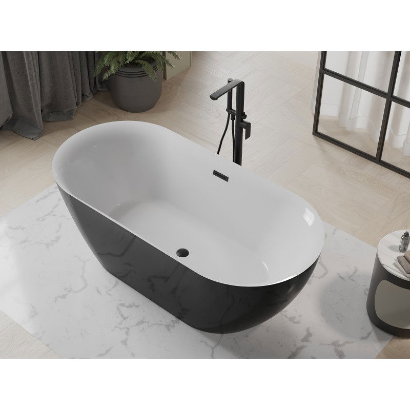 Mexen Roxy baignoire autoportante 170 x 80 cm, blanche/noire, trop-plein noir - 51201708075-70