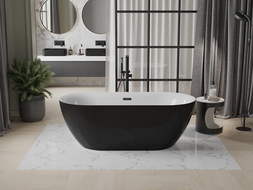 Mexen Roxy freistehende Badewanne 170 x 80 cm, weiß/schwarz, Überlauf schwarz - 51201708075-70