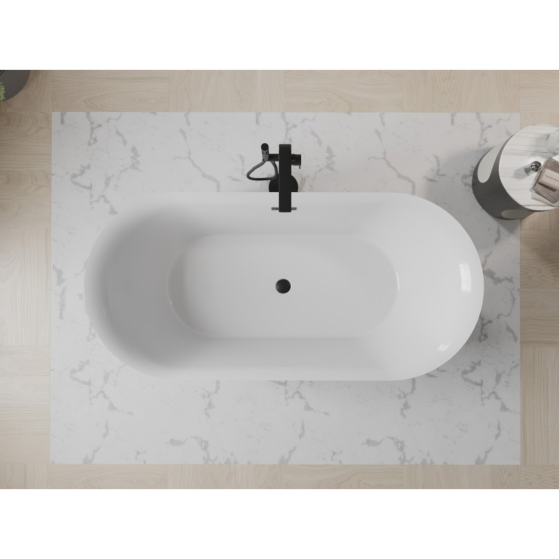 Mexen Roxy eraldiseisev vann 170 x 80 cm, valge/must, ülevool must - 51201708075-70