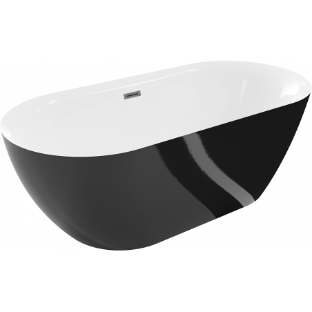 Baignoire Mexen Roxy autoportante 170 x 80 cm, blanche/noire, évacuation gun metal - 51201708075-95