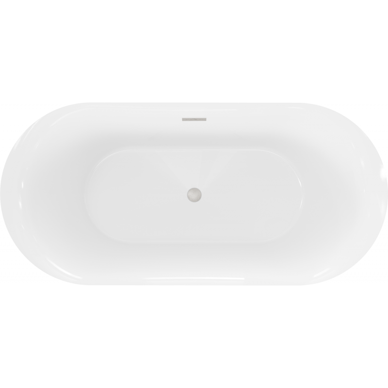 Mexen Roxy freistehende Badewanne 170 x 80 cm, weiß/schwarz, Überlauf gebürsteter Nickel - 51201708075-97