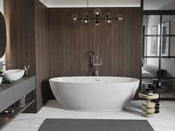 Mexen Bilbao freistehende Badewanne 180 x 90 cm, weiß, Überlauf chrom - 51311809000-01