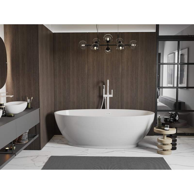 Mexen Bilbao vabas seistes vann 180 x 90 cm, valge, valge ülevool - 51311809000-20