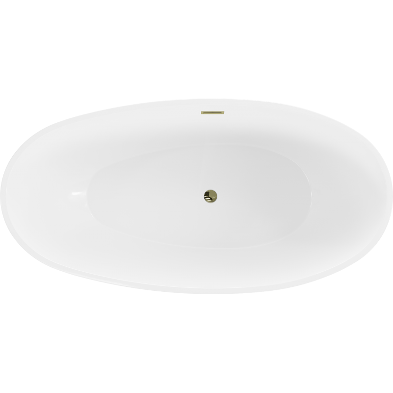 Mexen Bilbao freistehende Badewanne 180 x 90 cm, weiß, Überlauf gold - 51311809000-50