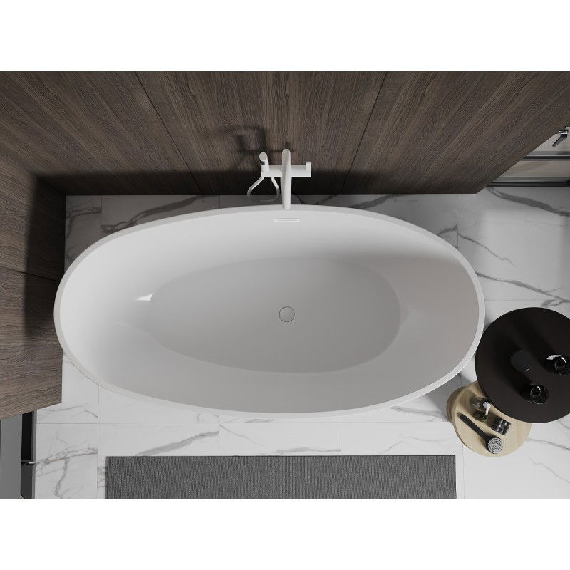 Mexen Bilbao freistehende Badewanne 180 x 90 cm, weiß, Überlauf weiß - 51311809000-20
